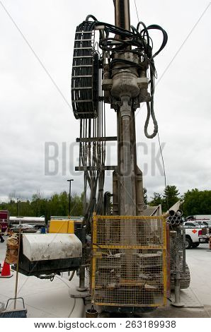 Industrial Sonic Drill Rig On Construction Site