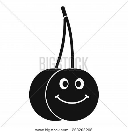 Ripe Smiling Cherry Icon In Simple Style Isolated Illustration
