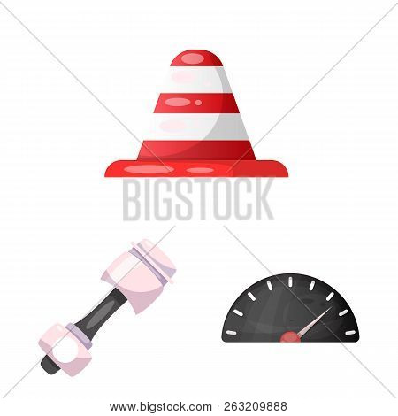 Vector Illustration Of Car And Rally Sign. Set Of Car And Race Stock Symbol For Web.