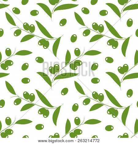 Olive. Plant. Branch, Leaves, Fruit. Silhouette. Wallpaper, Texture, Seamless.