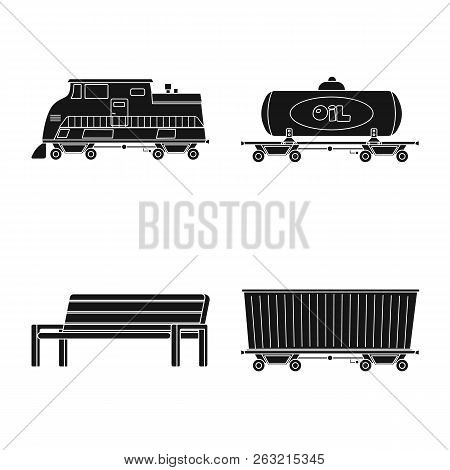 Isolated Object Of Train And Station Sign. Set Of Train And Ticket Vector Icon For Stock.