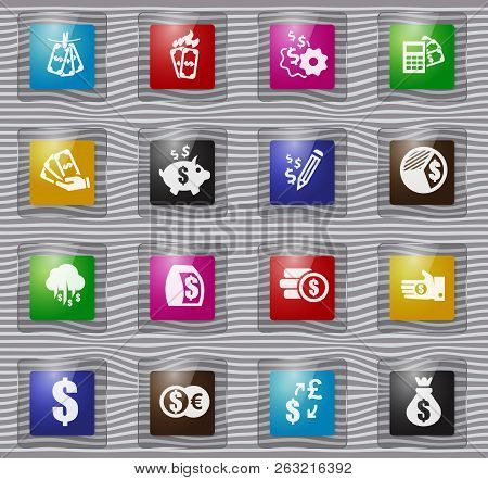 Money Vector Glass Icons For User Interface Design