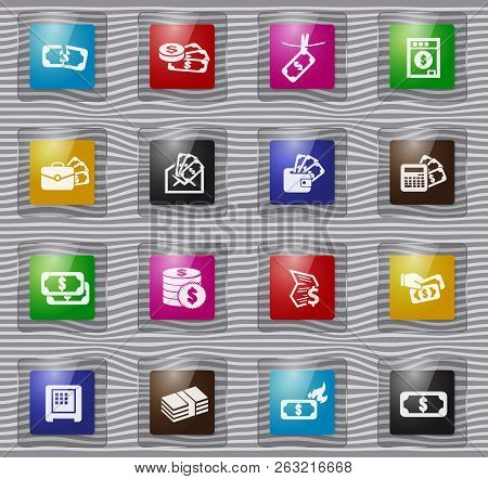 Money Vector Glass Icons For User Interface Design