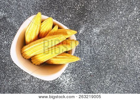 Baby Sweetcorn Or Mini Corn. It Is Typically The Eaten Whole Cob Included For The Human Consumption.