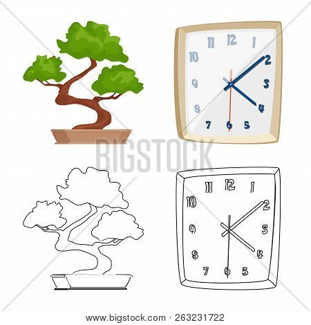 Isolated Object Of Furniture And Work Logo. Set Of Furniture And Home Vector Icon For Stock.
