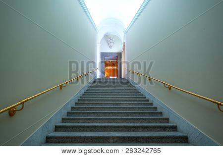 Castelgandolfo, Italy - April 21, 2017: The Long Staircase Leading To The Apostolic Palace, Summer R