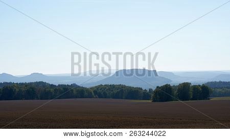 View Of The Romantic Elbe Sandstone Mountains With The Lilienstein