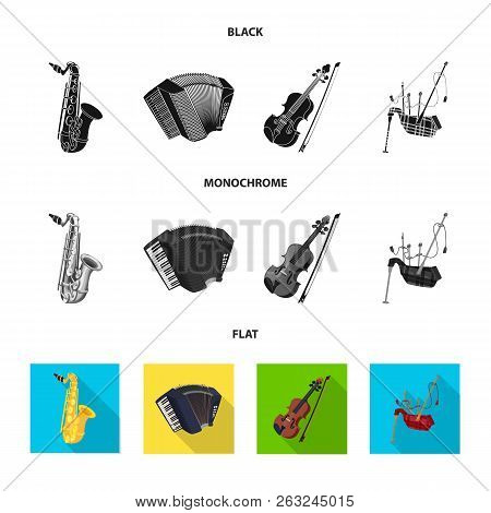 Vector Illustration Of Music And Tune Sign. Set Of Music And Tool Vector Icon For Stock.