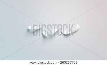 Blank White Curl Silk Ribbon Mockup, Isolated, 3d Rendering. Empty Gift Band Mock Up. Clear Decorati