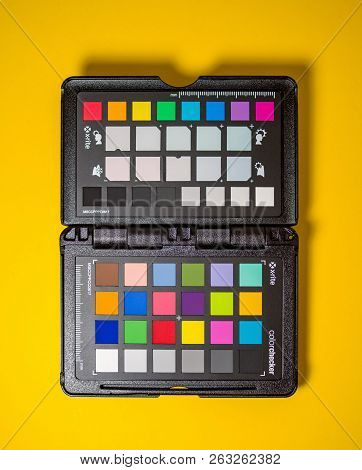 Paris, France - Sep 28, 2018: Professional Color Passport By X-rite Color Reference Targets And Came