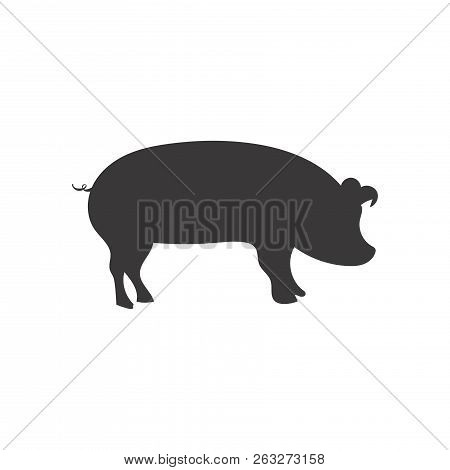 Black Pig Silhouette,bacon Icon,pig Vector,eps 10 Isolated On White Background For For Graphics,web 