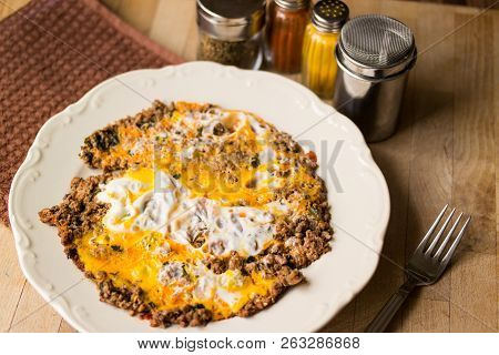 Fried Egg With Minced Meat.
