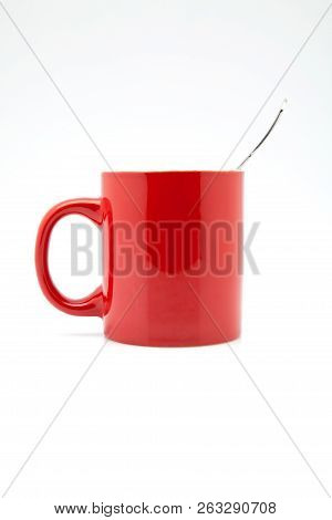 Red Cup Of Coffee On White Fund