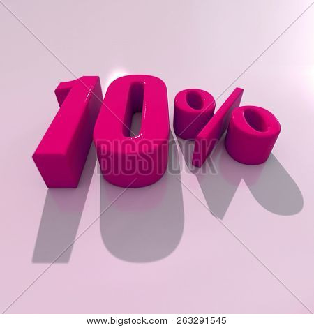 3d Illustration 10 Percent Discount Sign, Sale Up To 10, 10 Sale, Percentages Special Offer, Save On