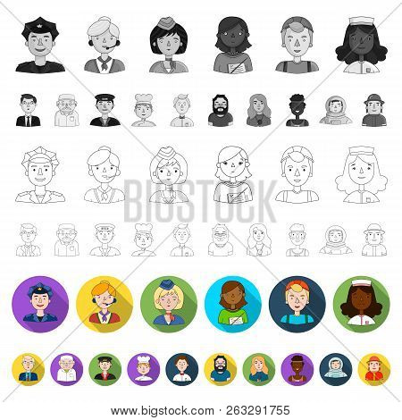 People Of Different Professions Flat Icons In Set Collection For Design. Worker And Specialist Vecto
