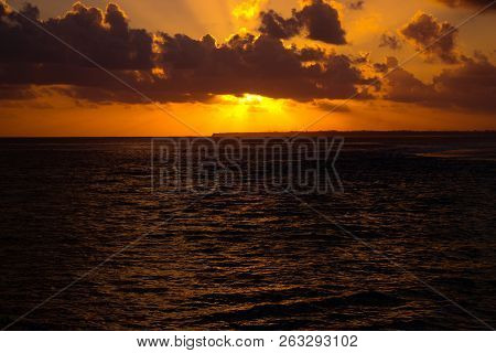 Beautiful Beachside Sunset On A Sunny Afternoon