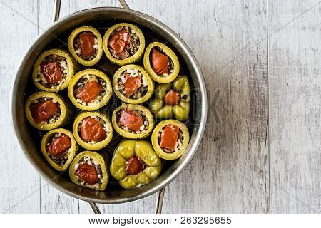 Turkish Zucchini Stuffed With Rice And Meat / Kabak Dolmasi