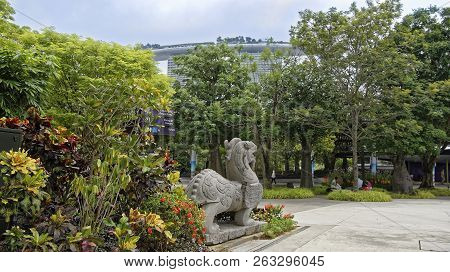 Singapore, Singapore- August 08, 2018: Gardens By The Bay. Visitors Walk In The Park