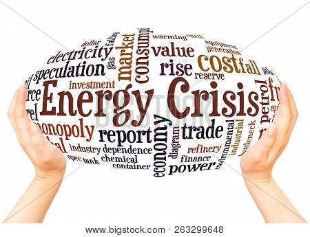 Energy Crisis Word Cloud Hand Sphere Concept