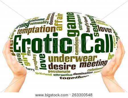 Erotic Call Word Cloud Hand Sphere Concept