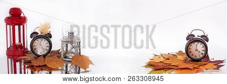 Daylight Saving Time. Wall Clock Going To Winter Time. Autumn Abstraction.