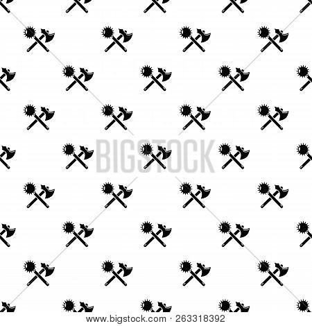 Medieval Axe And Mace Pattern Vector Seamless Repeating For Any Web Design