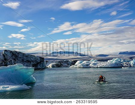 The Famous Glacier Lagoon Of Iceland In Summer
