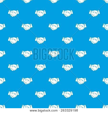 Handshake Ice Hockey Pattern Vector Seamless Blue Repeat For Any Use