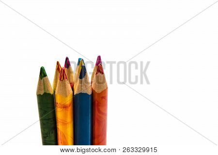 Colorful Pencils Are Gathered Together And Well Sharpened. They Will Draw A Child