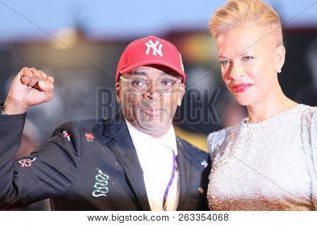 Spike Lee and Tonya Lewis Lee attend the red carpet ahead of the 'A Star Is Born' screening during the 75th Venice Film Festival on August 31, 2018 in Venice, Italy. 