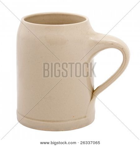 Tazza di birra in ceramica (Bierkrug) isolato su bianco