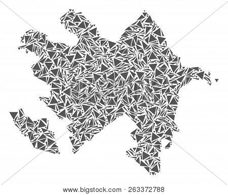 Vector Mosaic Abstract Azerbaijan Map Of Flat Triangles In Gray Color.