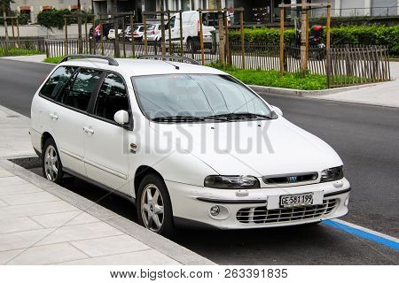 Geneva, Switzerland - August 4, 2014: Motor Car Fiat Marea Weekend In The City Street.