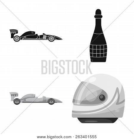 Vector Design Of Car And Rally Sign. Set Of Car And Race Vector Icon For Stock.