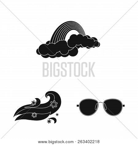 Vector Design Of Weather And Climate Sign. Collection Of Weather And Cloud Vector Icon For Stock.