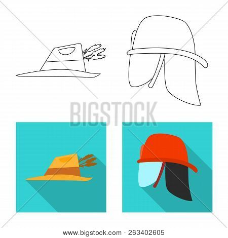 Isolated Object Of Headgear And Cap Sign. Set Of Headgear And Accessory Stock Vector Illustration.