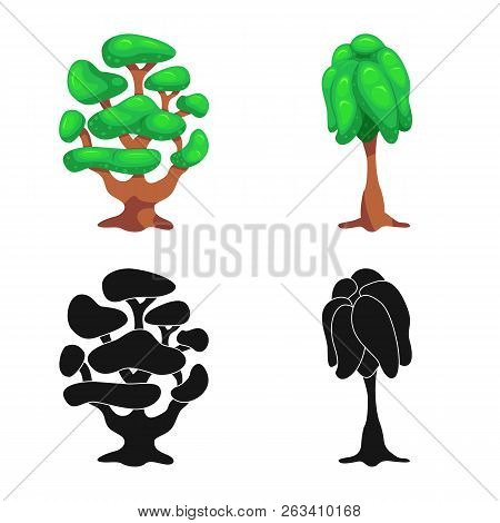 Vector Design Of Tree And Nature Icon. Set Of Tree And Crown Vector Icon For Stock.