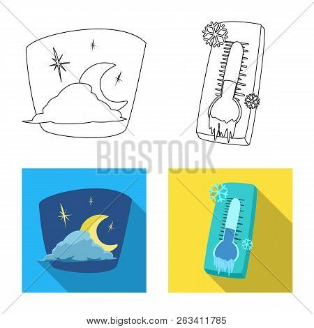 Isolated Object Of Weather And Climate Symbol. Set Of Weather And Cloud Vector Icon For Stock.