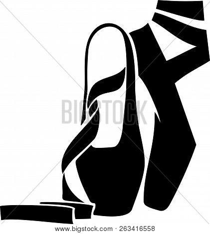 Black Vector Ballet Dance Pointers With Ribbons