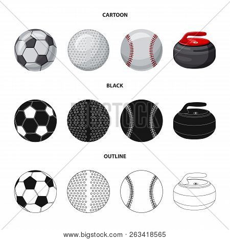 Vector Design Of Sport And Ball Symbol. Set Of Sport And Athletic Stock Vector Illustration.