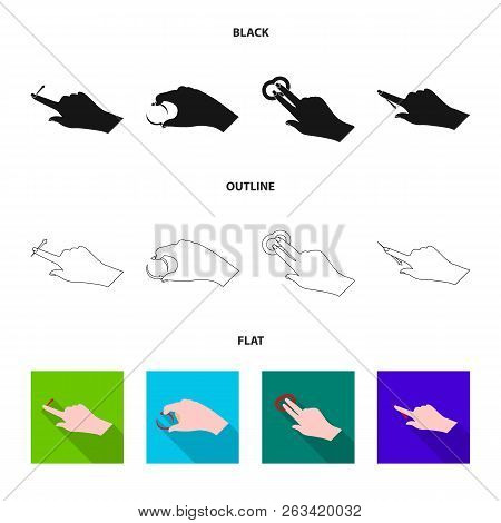 Vector Illustration Of Touchscreen And Hand Icon. Collection Of Touchscreen And Touch Vector Icon Fo