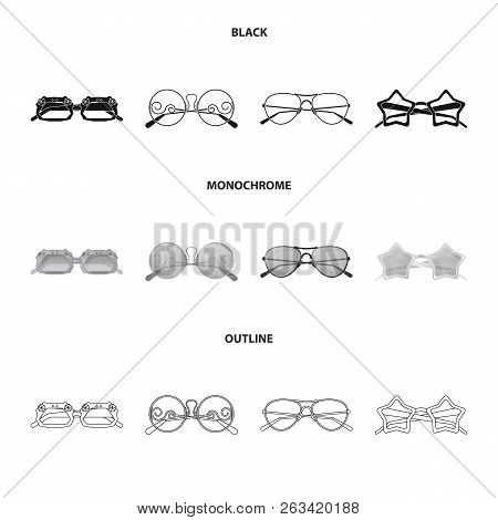 Vector Design Of Glasses And Sunglasses Sign. Collection Of Glasses And Accessory Vector Icon For St