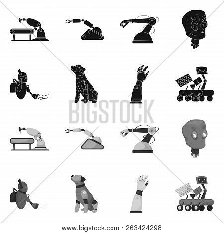 Vector Design Of Robot And Factory Sign. Collection Of Robot And Space Stock Vector Illustration.