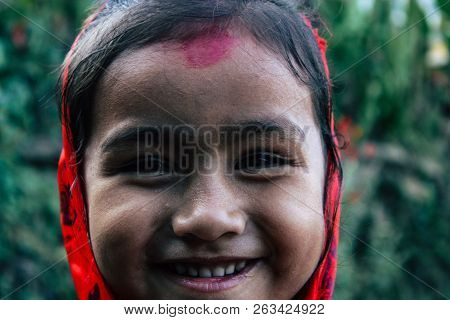 Bandipur Nepal October 15, 2018 Closeup Of Young Children Playing And Having Fun Together In Bandipu