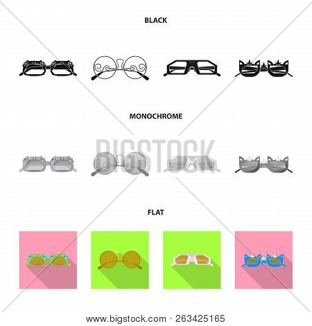 Vector Design Of Glasses And Sunglasses Sign. Collection Of Glasses And Accessory Vector Icon For St