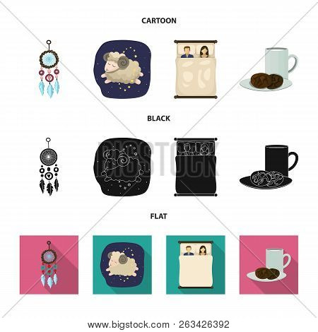 Vector Illustration Of Dreams And Night Logo. Set Of Dreams And Bedroom Stock Symbol For Web.