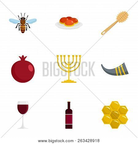 Jewish Holiday Icon Set. Flat Set Of 9 Jewish Holiday Vector Icons For Web Design