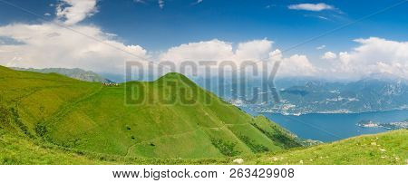 Panoramic View Of Lake Como And Monte Crocione As Viewed From  Monte Tremezzo, Lombardy, Italy