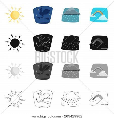 Vector Design Of Weather And Climate Icon. Set Of Weather And Cloud Vector Icon For Stock.