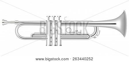 Silver Trumpet Icon. Realistic Illustration Of Silver Trumpet Vector Icon For Web Design